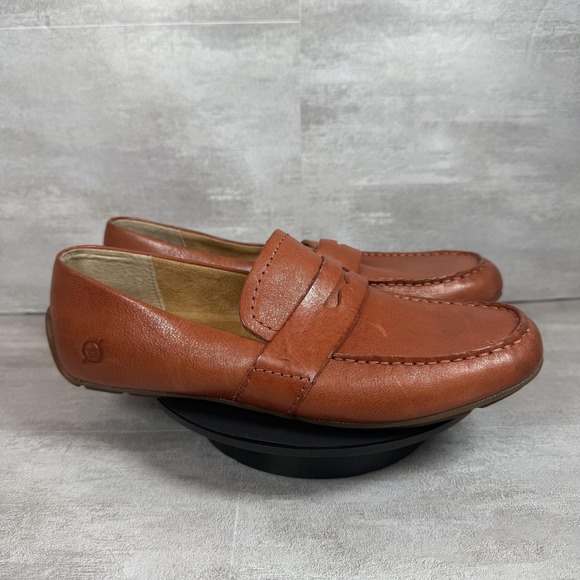 Born Shoes - Born Shoes Womens Size 6.5M Brown Leather Loafers Penny Moc Toe Comfort Slip On
